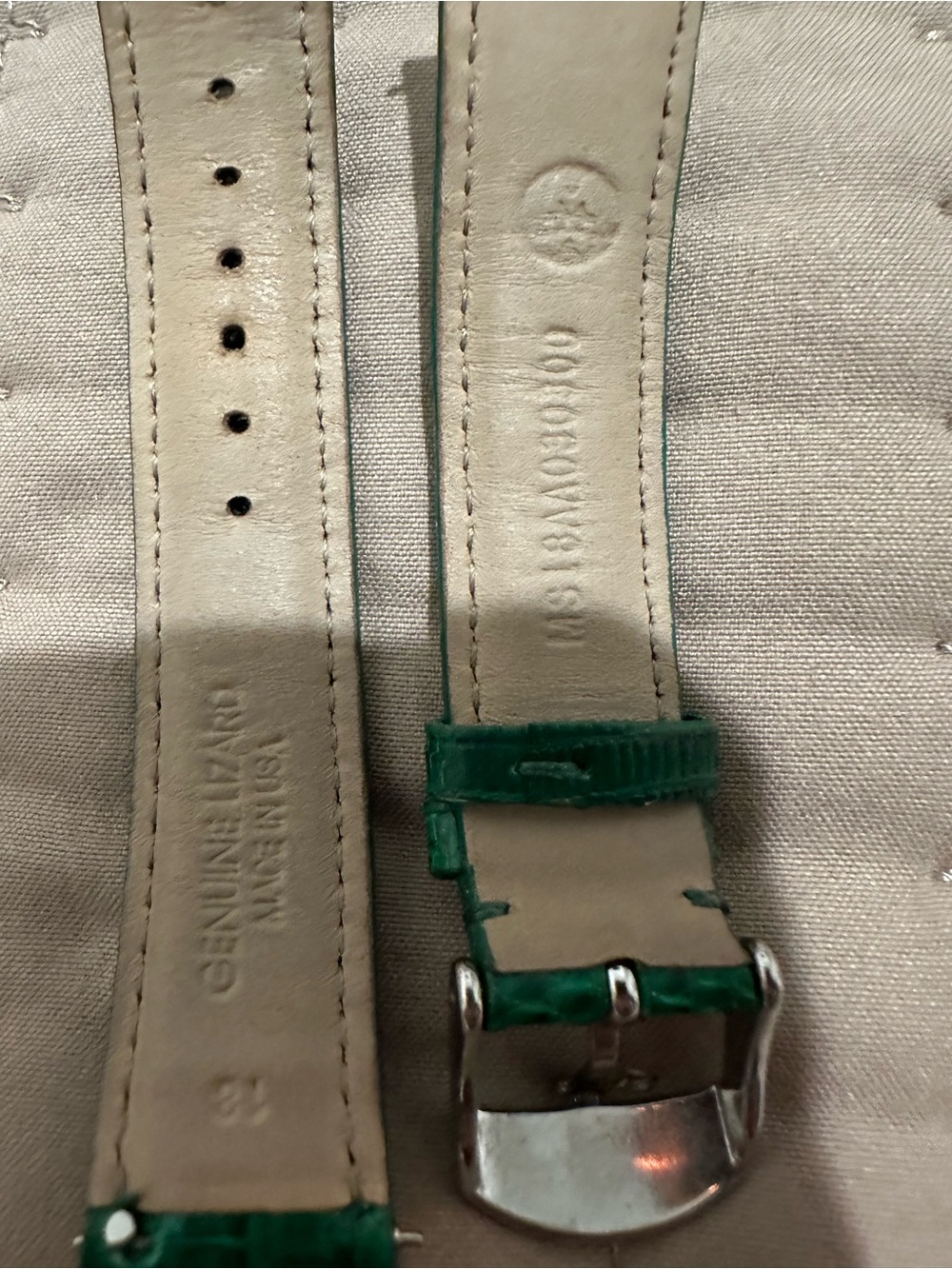 Michele Tropical Paradise Diamond Dial Watch with Blue Strap and Green Motif - Picture 11 of 11